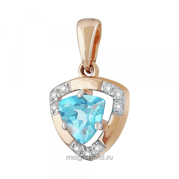 Золотая подвеска с топазом и фианитом № 142231