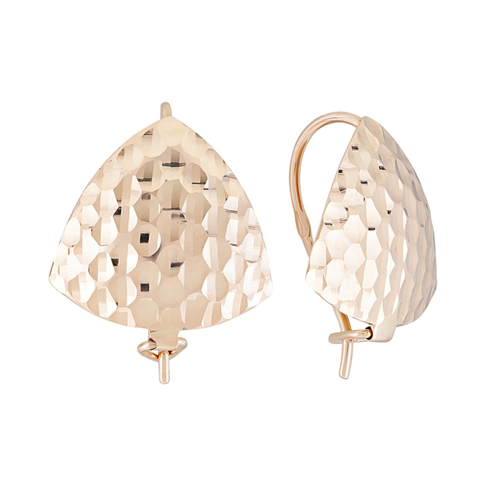 Золотые серьги без камня с алмазкой № 126720