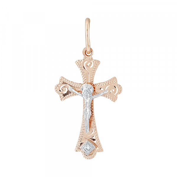Крест с ручной разгравировкой с фианитом № 127620