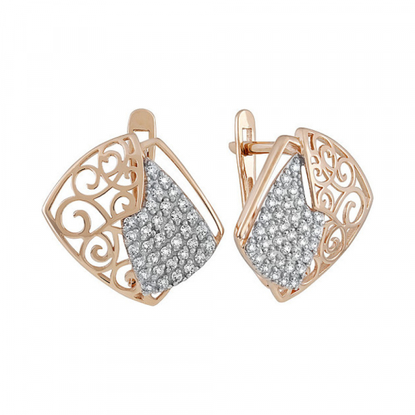 Золотые серьги с фианитом № 135912