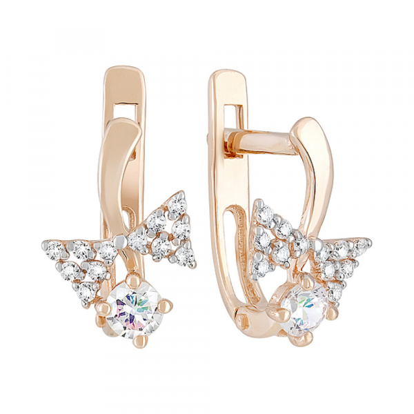 Золотые серьги с фианитами № 129232