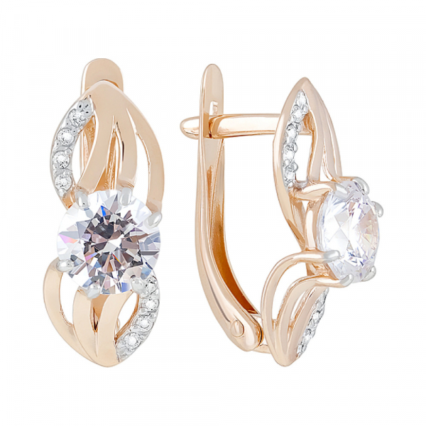 Золотые серьги с кристаллами swarovski № 122272
