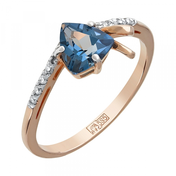 Золотое кольцо с топазом и фианитом № 118286