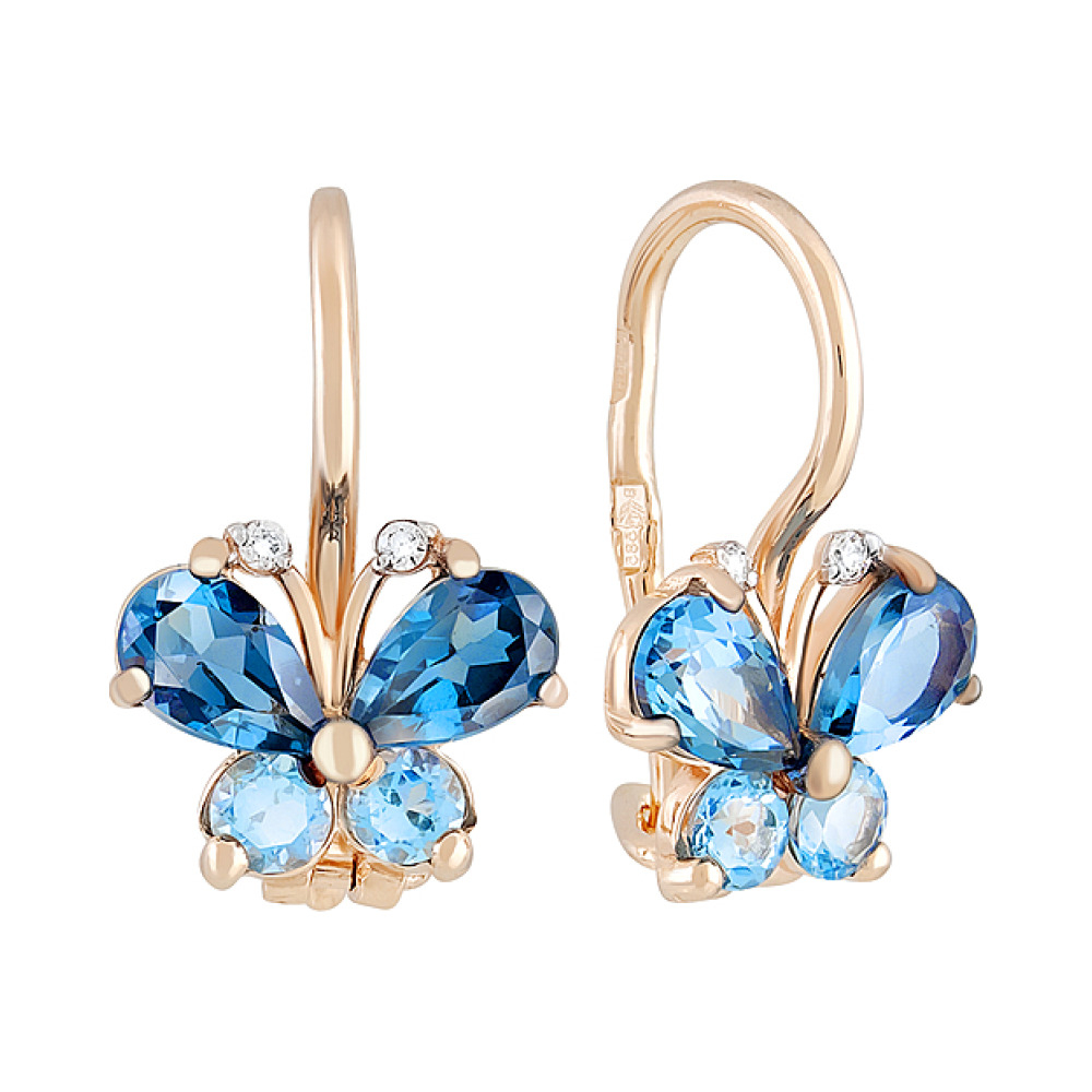 Золотые серьги с фианитом № 132155