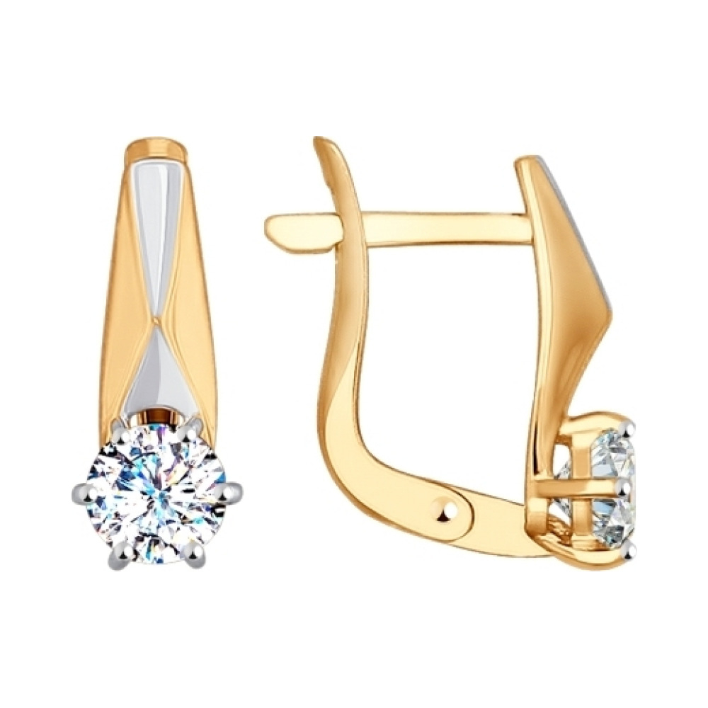 Золотые серьги с фианитом № 137920