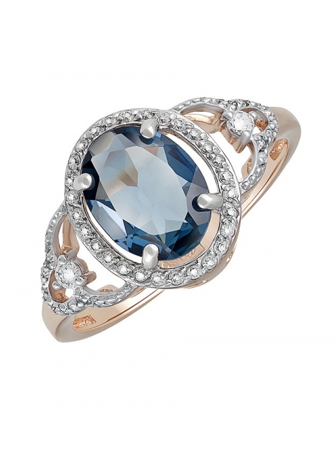 Золотое кольцо с топазом и фианитом № 131653