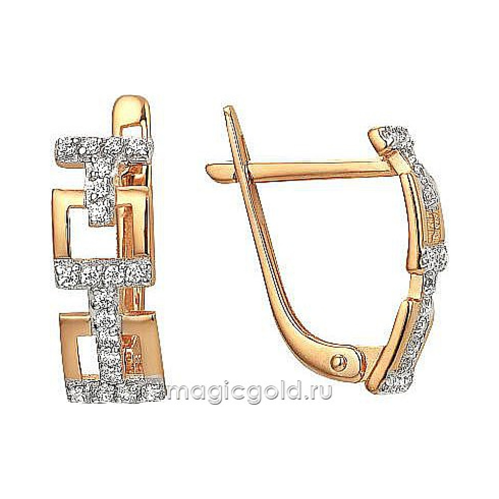 Золотые серьги с фианитом № 174185