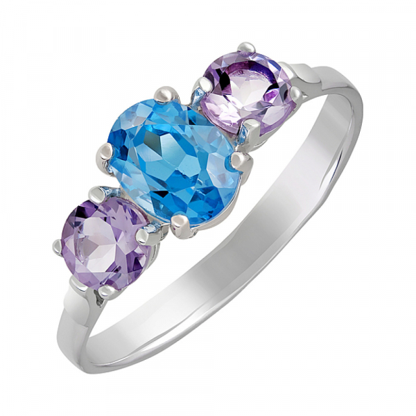 Серебряное кольцо с полудрагоценными вставками № 131452