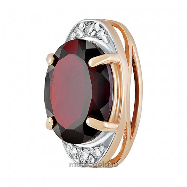 Золотая подвеска с гранатом и фианитом № 137024