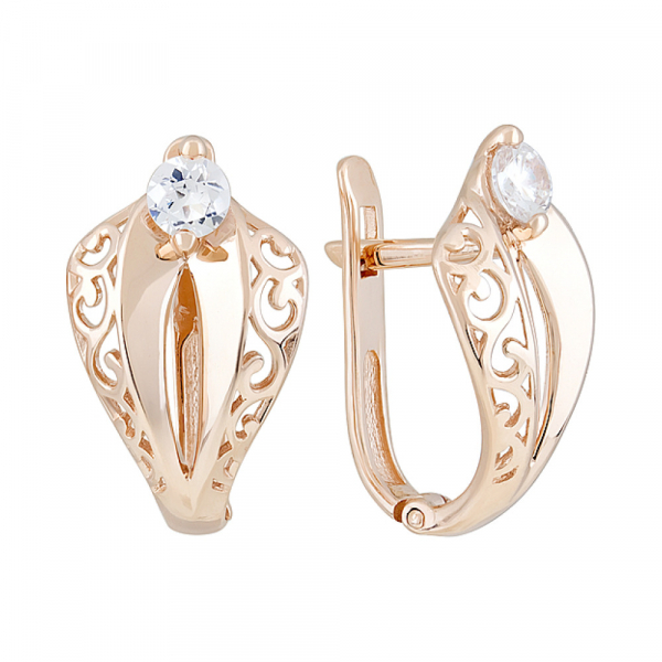 Золотые серьги с фианитами № 127359