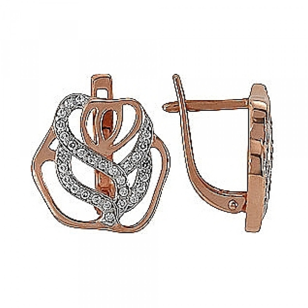 Золотые серьги с фианитом № 73065