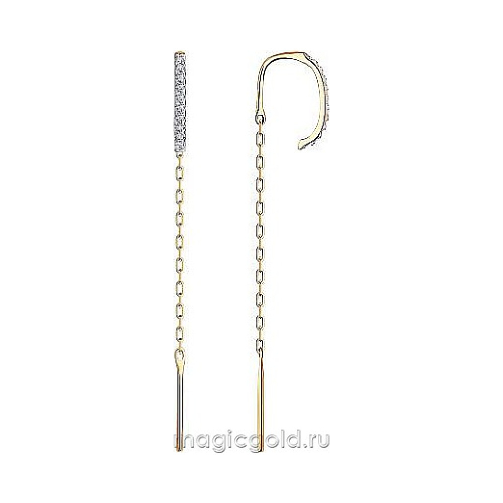 Золотые серьги с фианитом № 173420