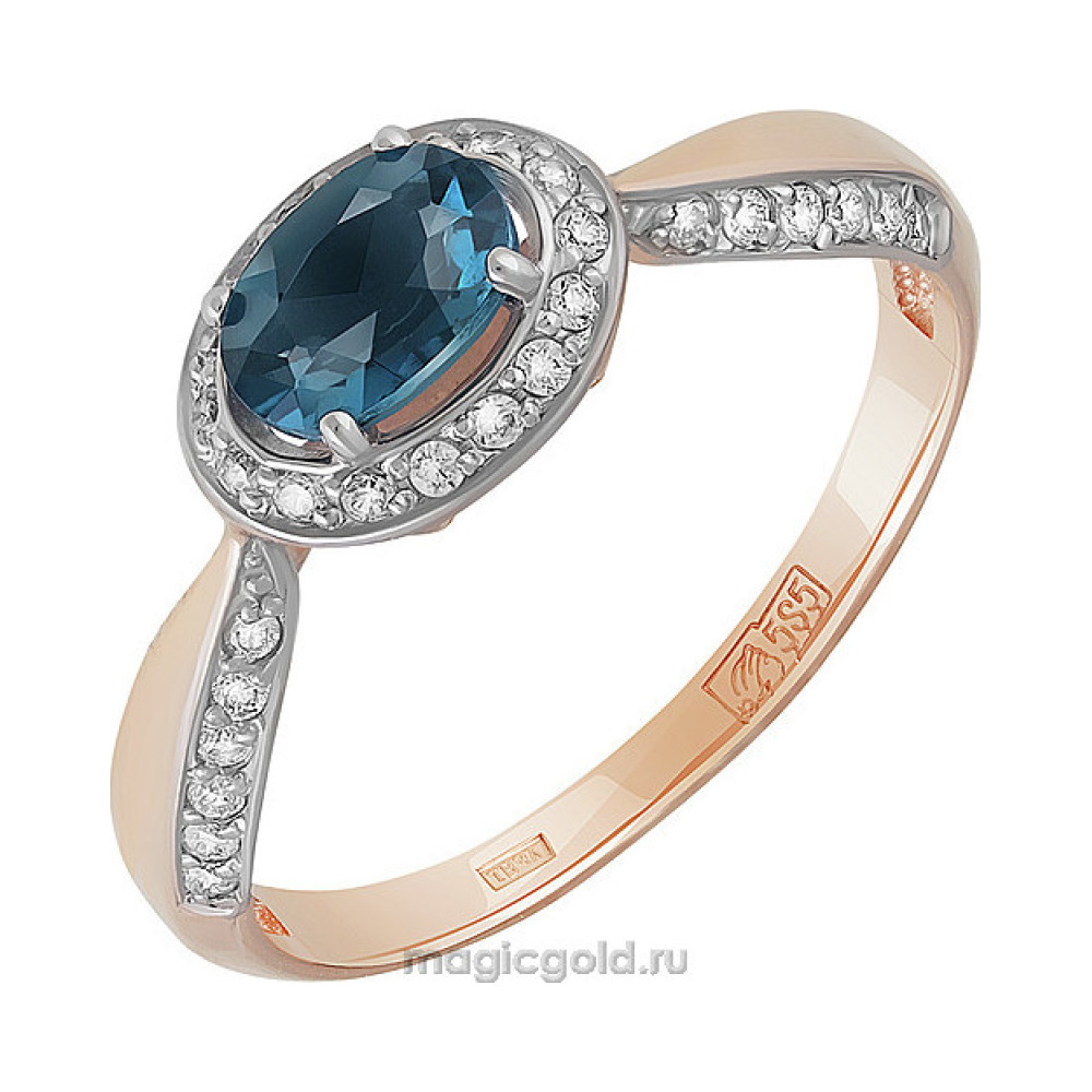 Золотое кольцо с топазом и фианитом № 158799