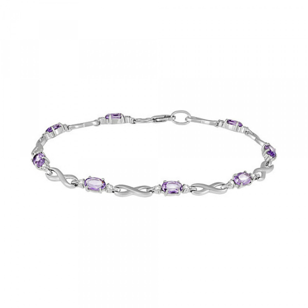 Серебряный браслет с аметистом и фианитом № 134098