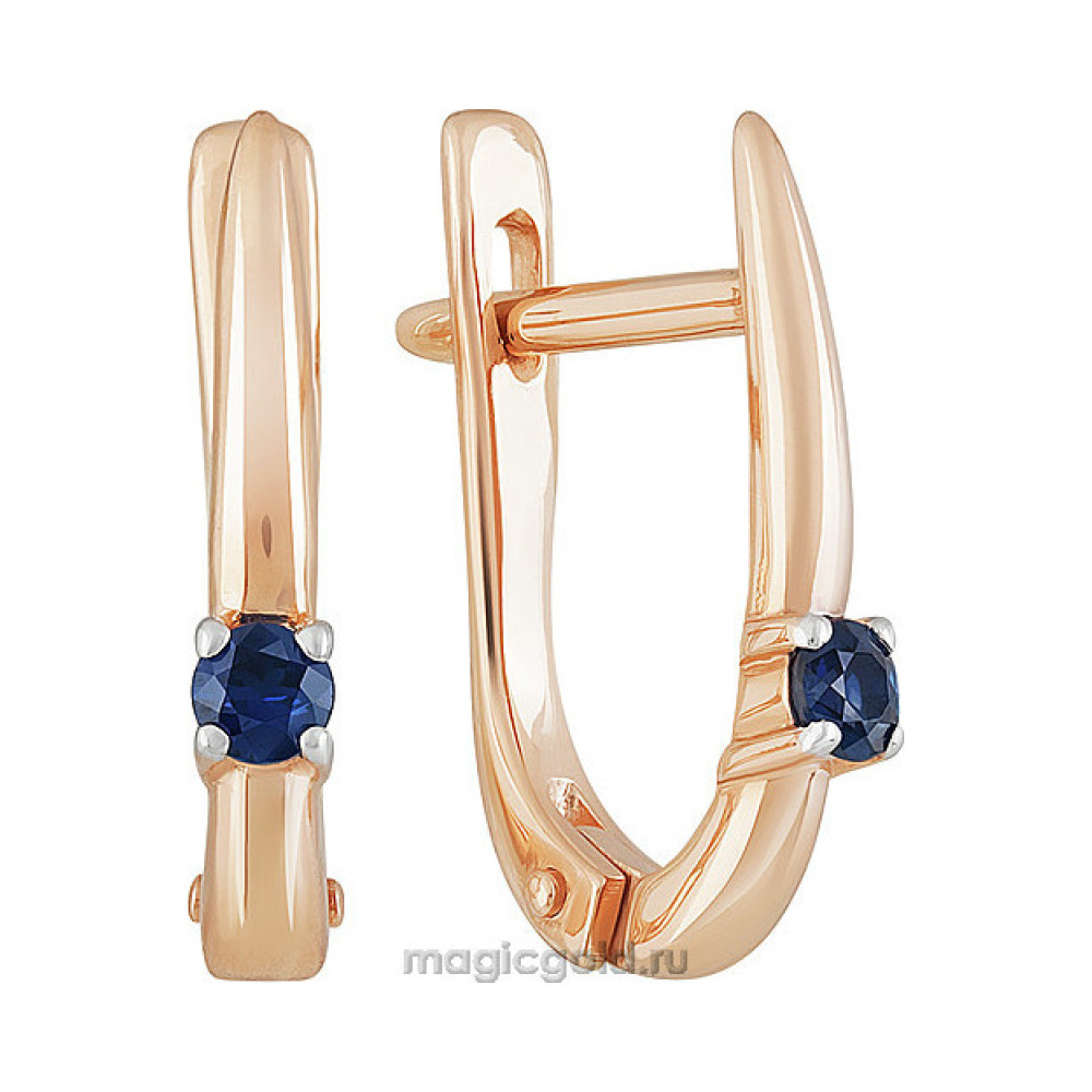 Золотые серьги с сапфиром № 159124