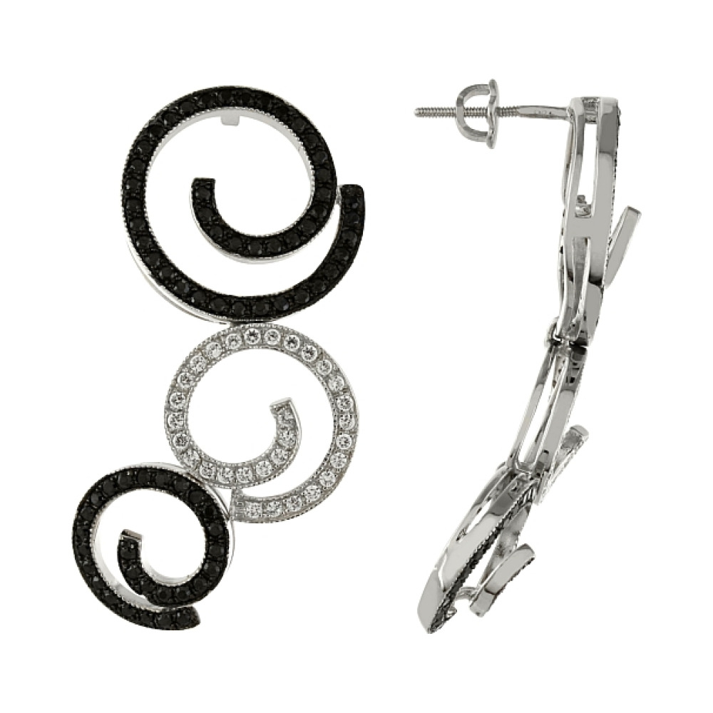 Серебряные серьги с фианитом № 83213