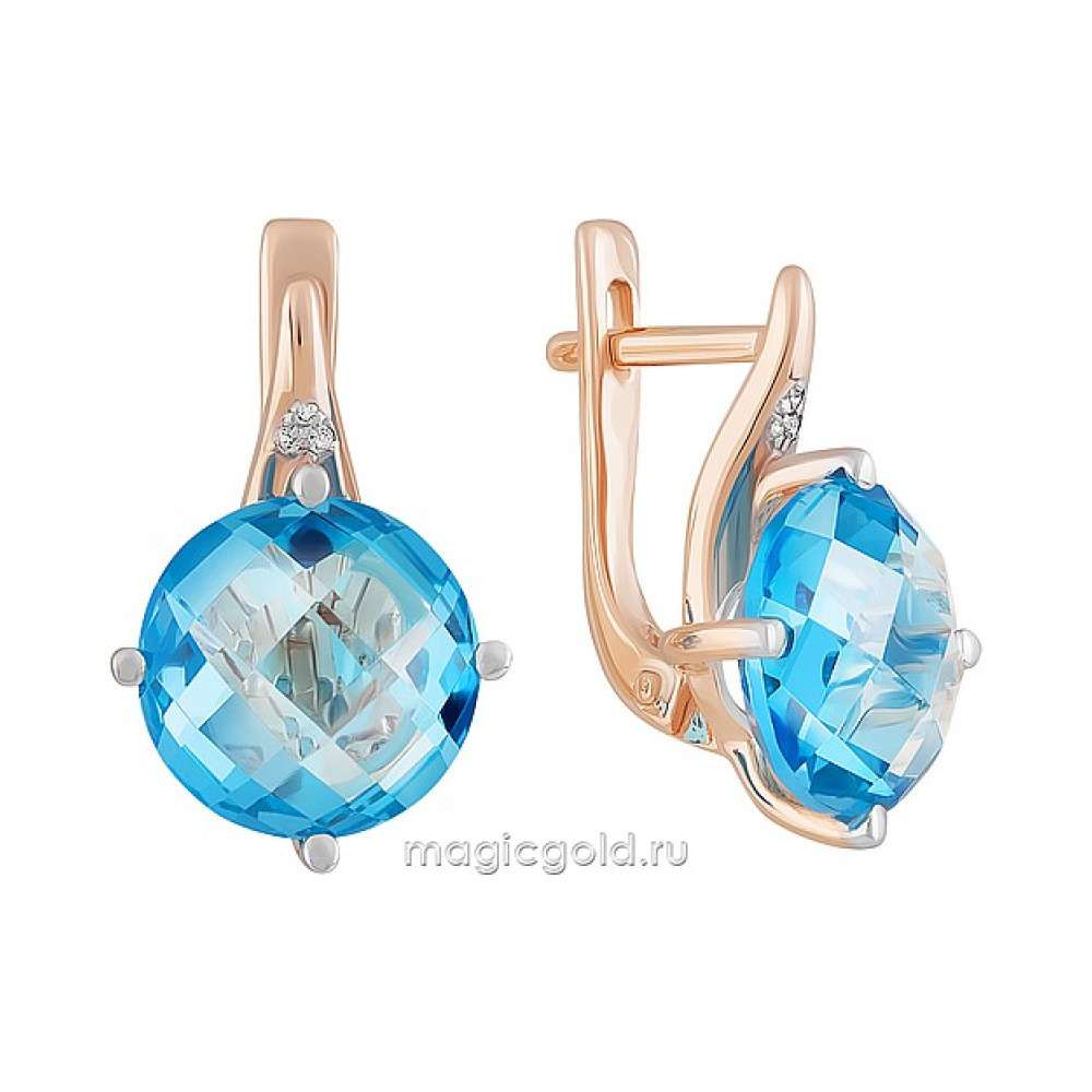 Золотые серьги с топазом и фианитом № 164123