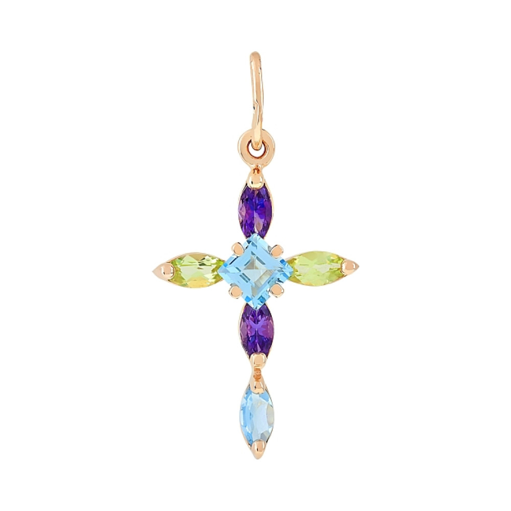 Золотая подвеска с полудраг вставками № 112309