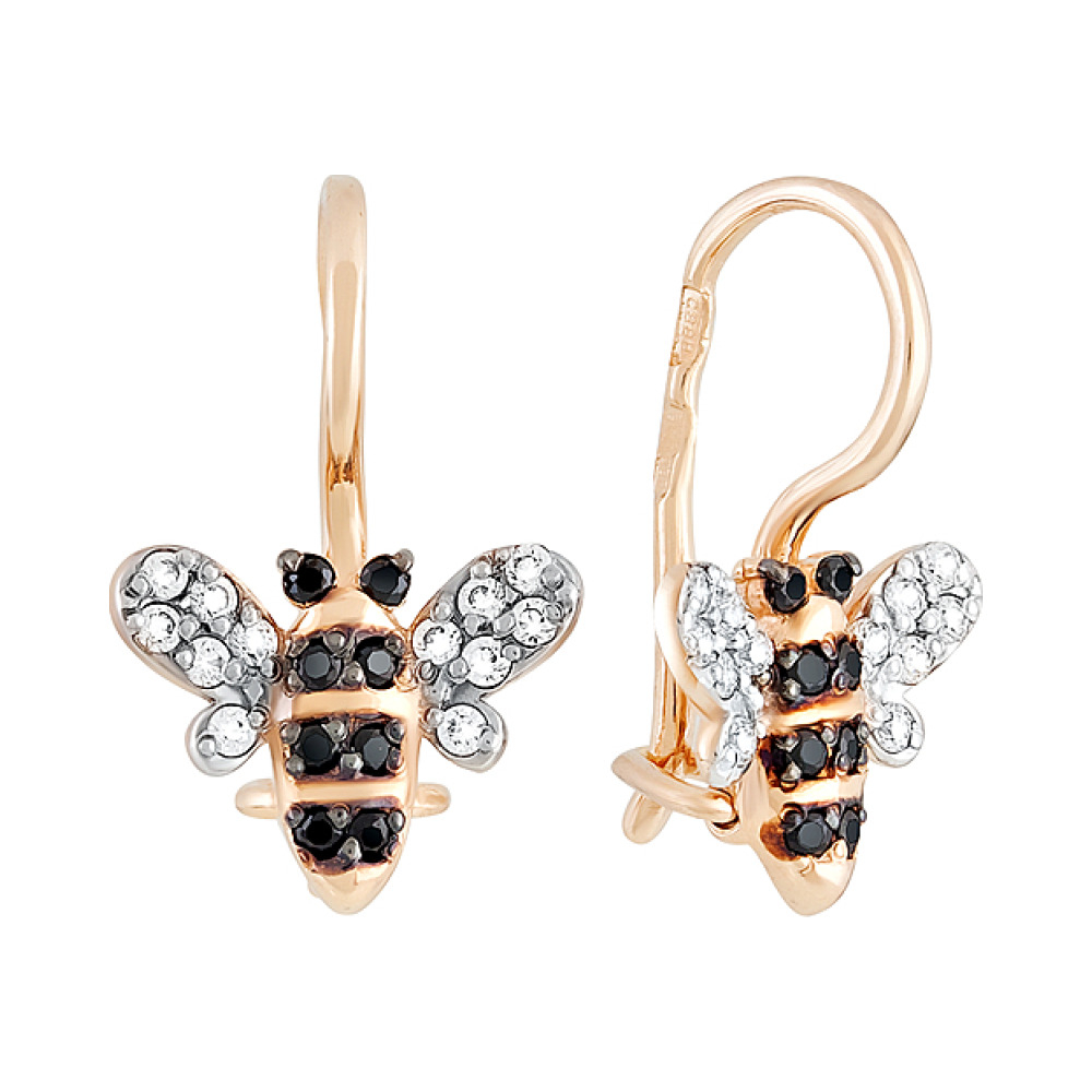 Золотые серьги с фианитом № 129785