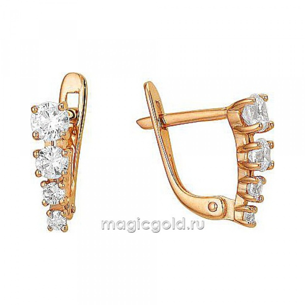Золотые серьги с фианитом № 174007