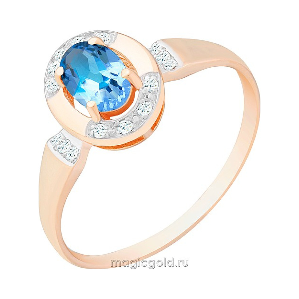 Золотое кольцо с топазом и фианитом № 170447