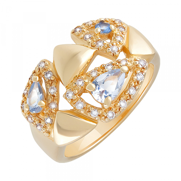  Кольцо с синт. топазом и фианитом TED LAPIDUS  № 32443