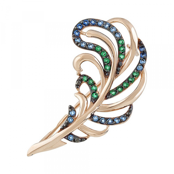 Золотая брошь с фианитами № 135232