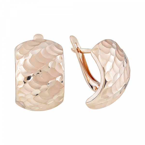 Золотые серьги без камня с алмазкой № 123984