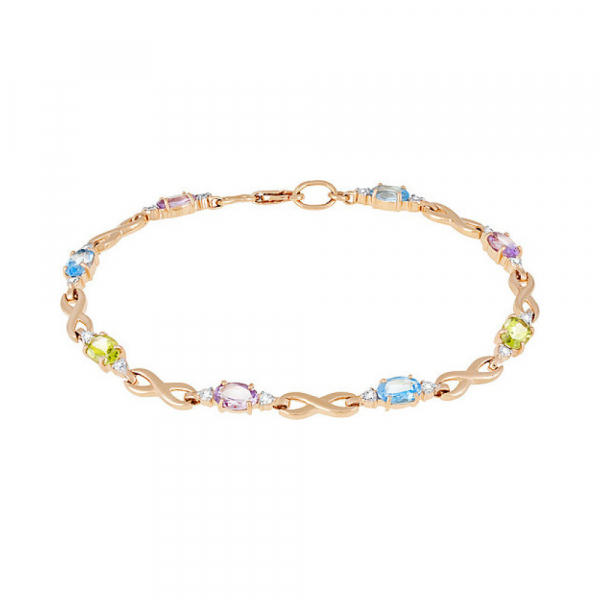 Золотой браслет с полудраг. вставками и фианитом № 119098