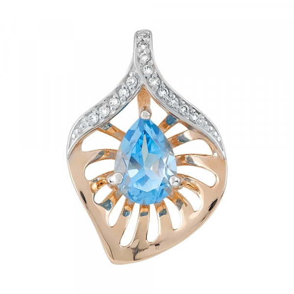 Золотая подвеска с топазом и фианитом № 120040