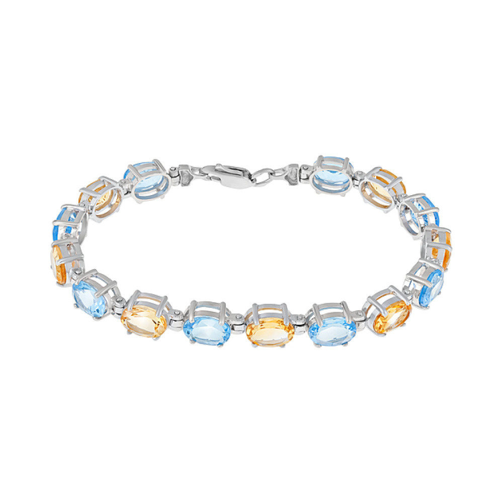 Серебряный браслет с полудраг. вставками № 123868