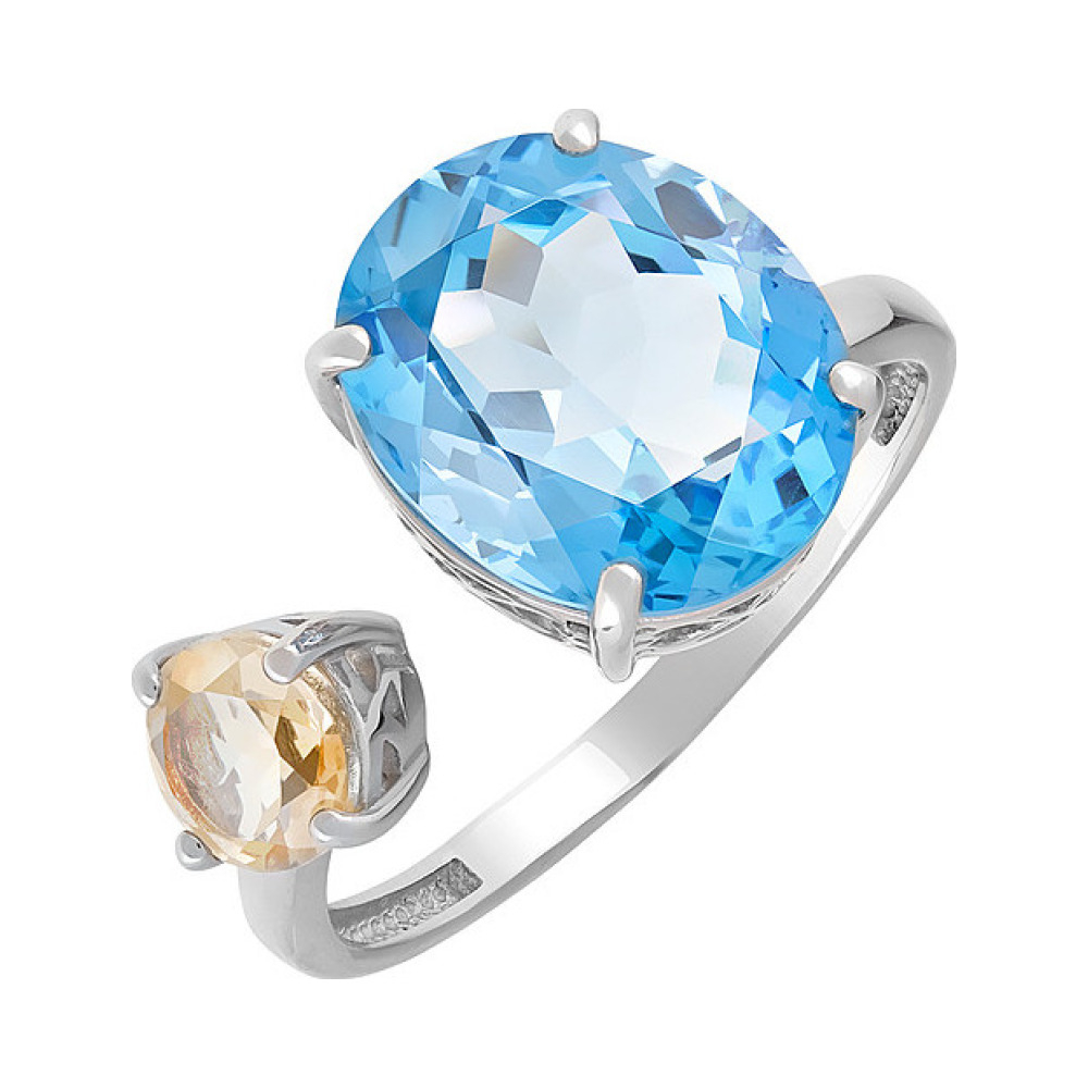 Серебряное кольцо с полудрагоценными вставками № 126903