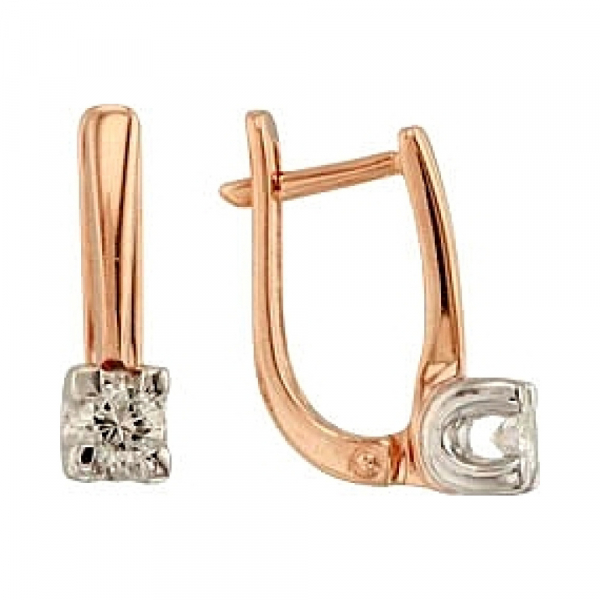 Золотые серьги с бриллиантом № 77850