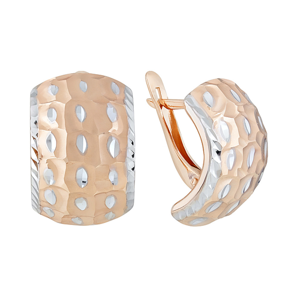 Золотые серьги без камня с алмазкой № 123983