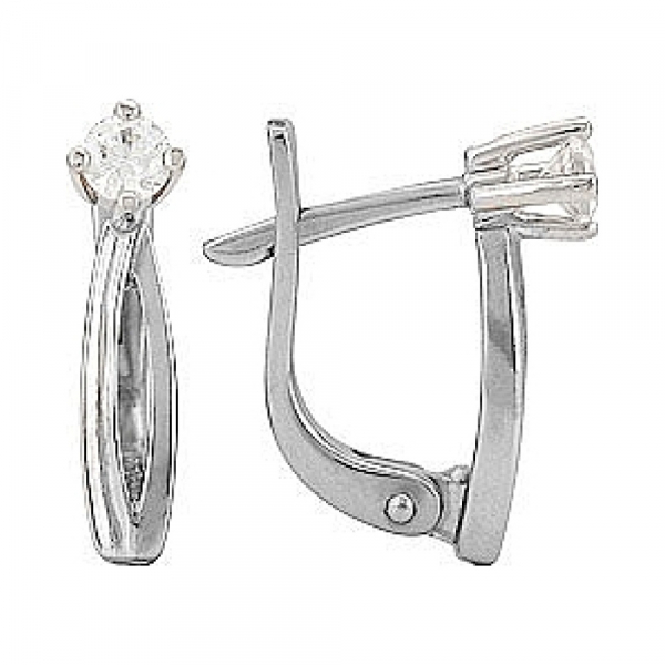 Золотые серьги с бриллиантом № 114657