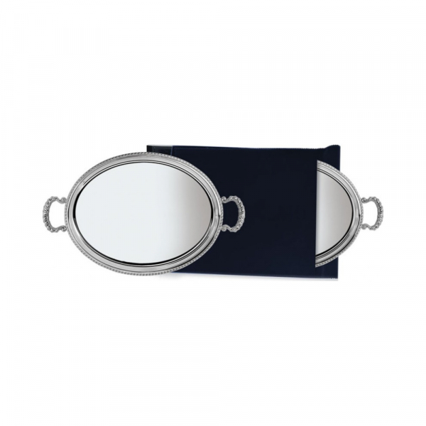 Серебряный поднос овальный с ручками «S.Marco» 30х37