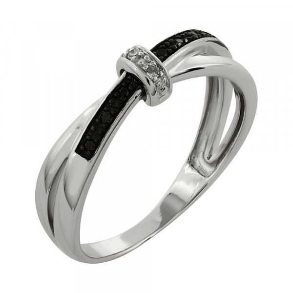 Кольцо с чёрным и белым бриллиантами № 99867