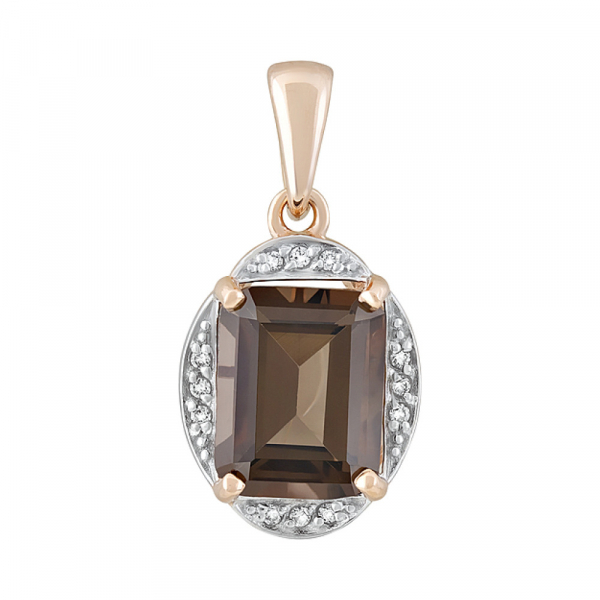 Золотая подвеска с раухтопазом и фианитом № 126586