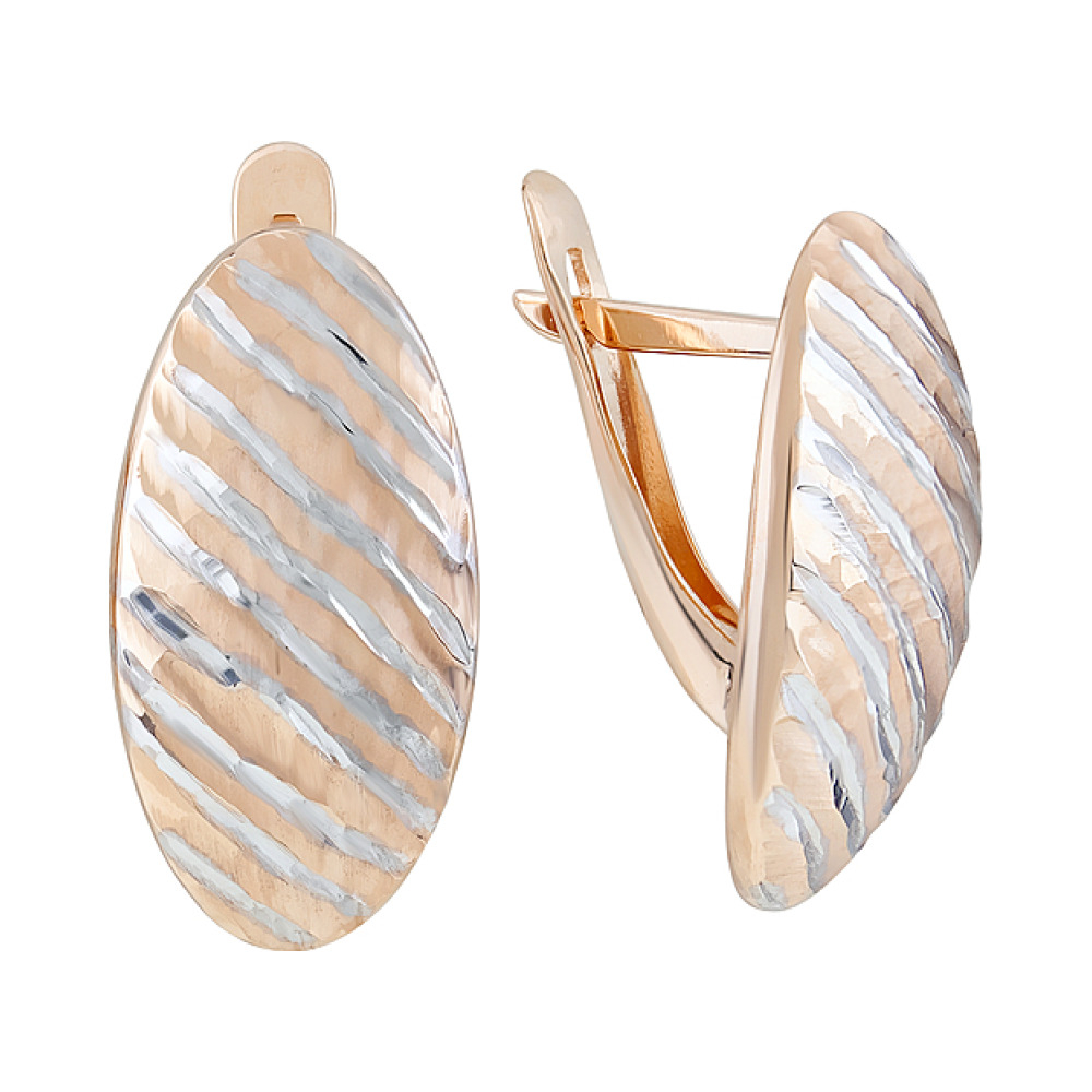 Золотые серьги без камня с алмазкой № 123991