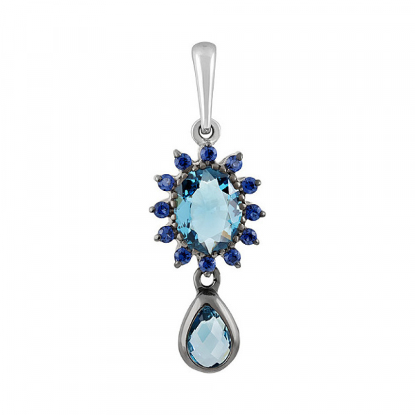 Серебряная подвеска с алпанитом и фианитом черн.покр № 135343