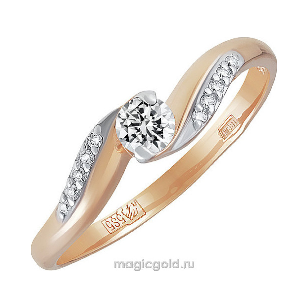 Золотое кольцо с фианитом № 137781