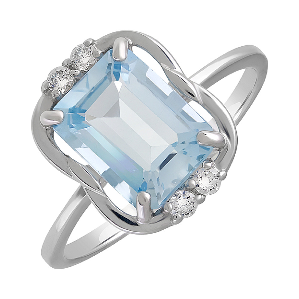 Серебряное кольцо с топазом и фианитом № 128067