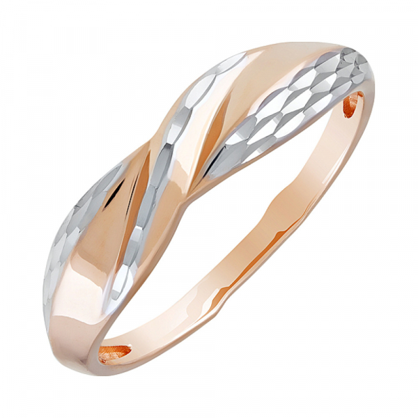 Золотое кольцо без камня с алмазкой № 127393