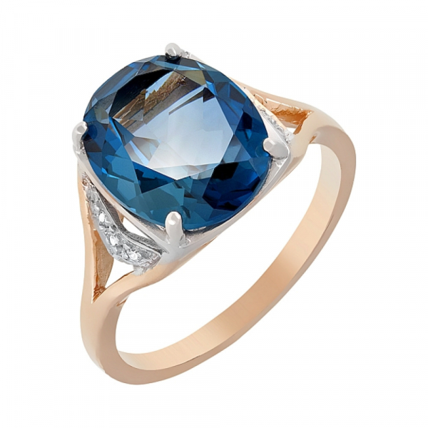 Золотое кольцо с бриллиантом и топазом № 119913