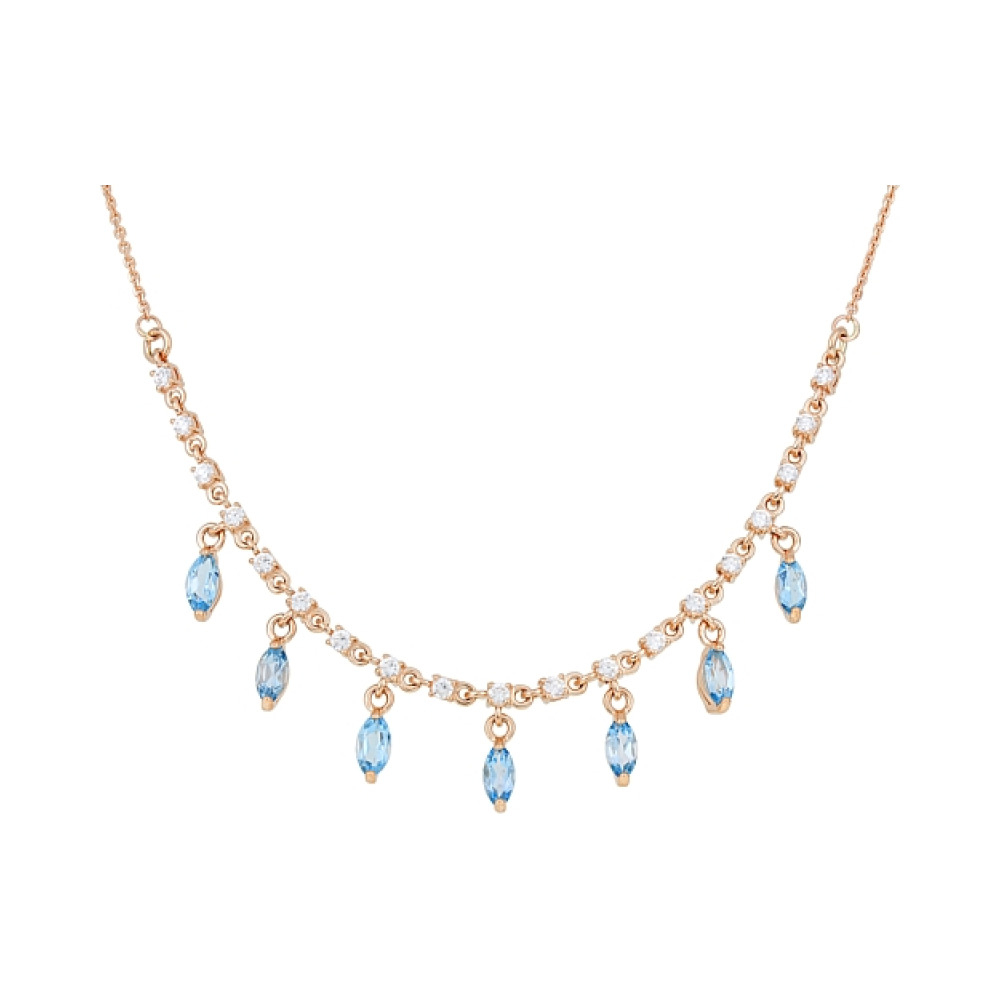 Золотое колье с топазом и фианитом № 113105