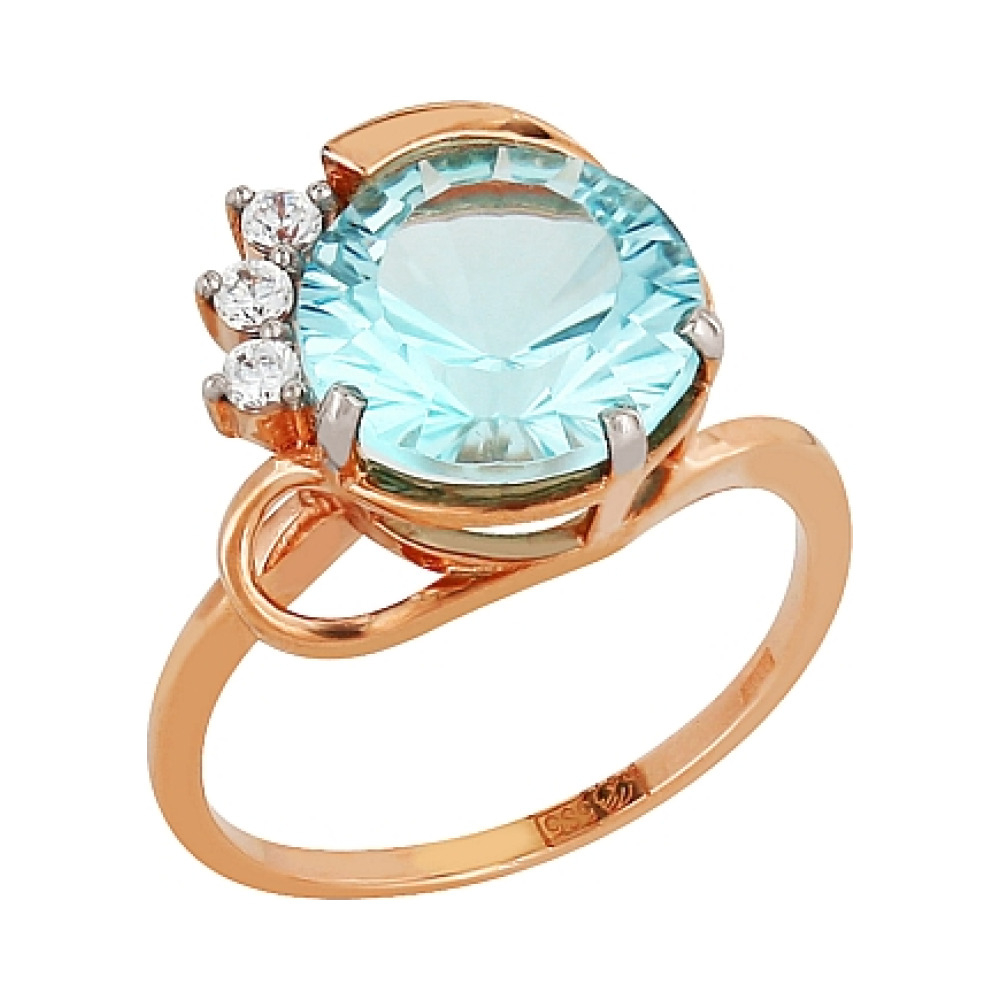 Золотое кольцо с топазом и фианитом № 96500