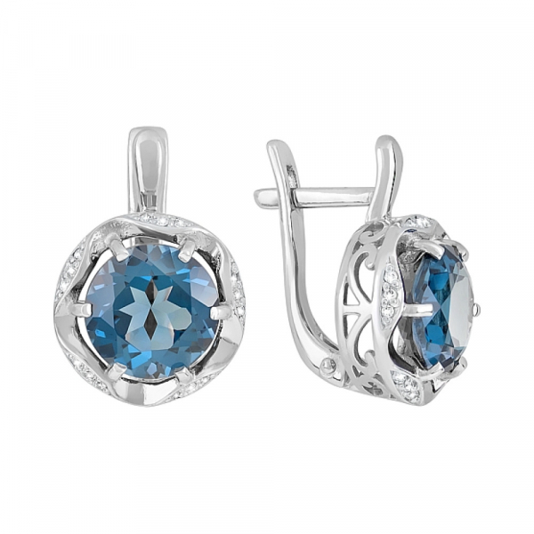 Золотые серьги с топазом и фианитом № 119622