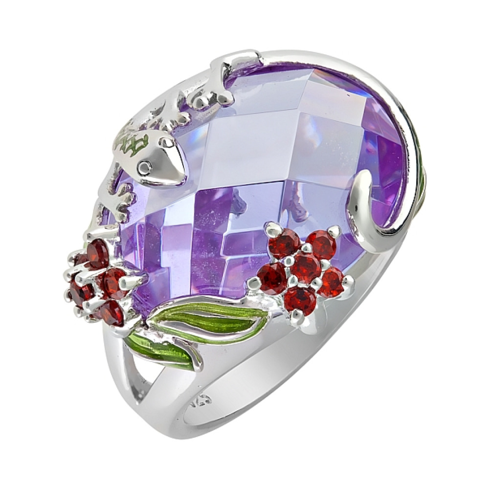 Серебряное кольцо с фианитом № 68426