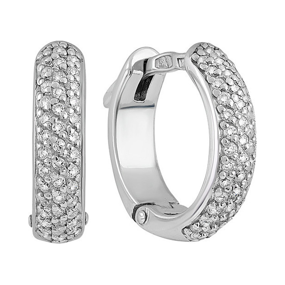 Серебряные серьги с фианитом № 135293