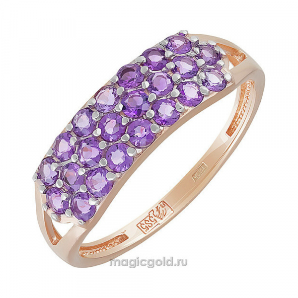 Золотое кольцо с аметистом № 141841